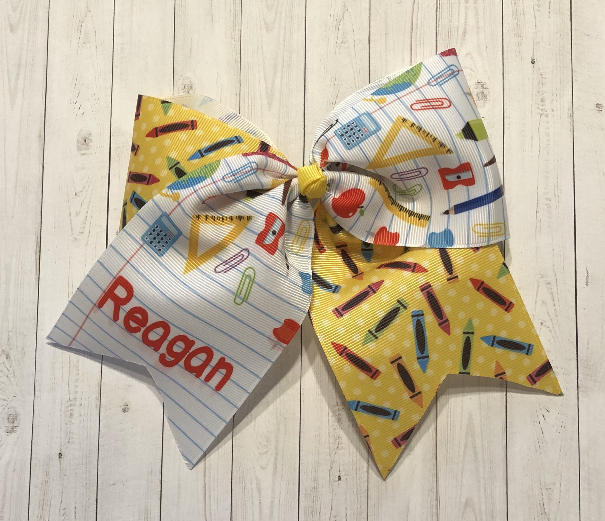 Back to school bow made with sublimation printing