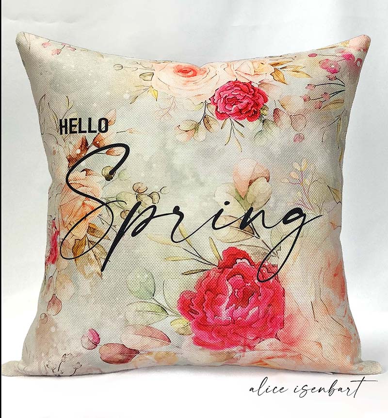 Hello Spring Pillow Sham Cover made with sublimation printing