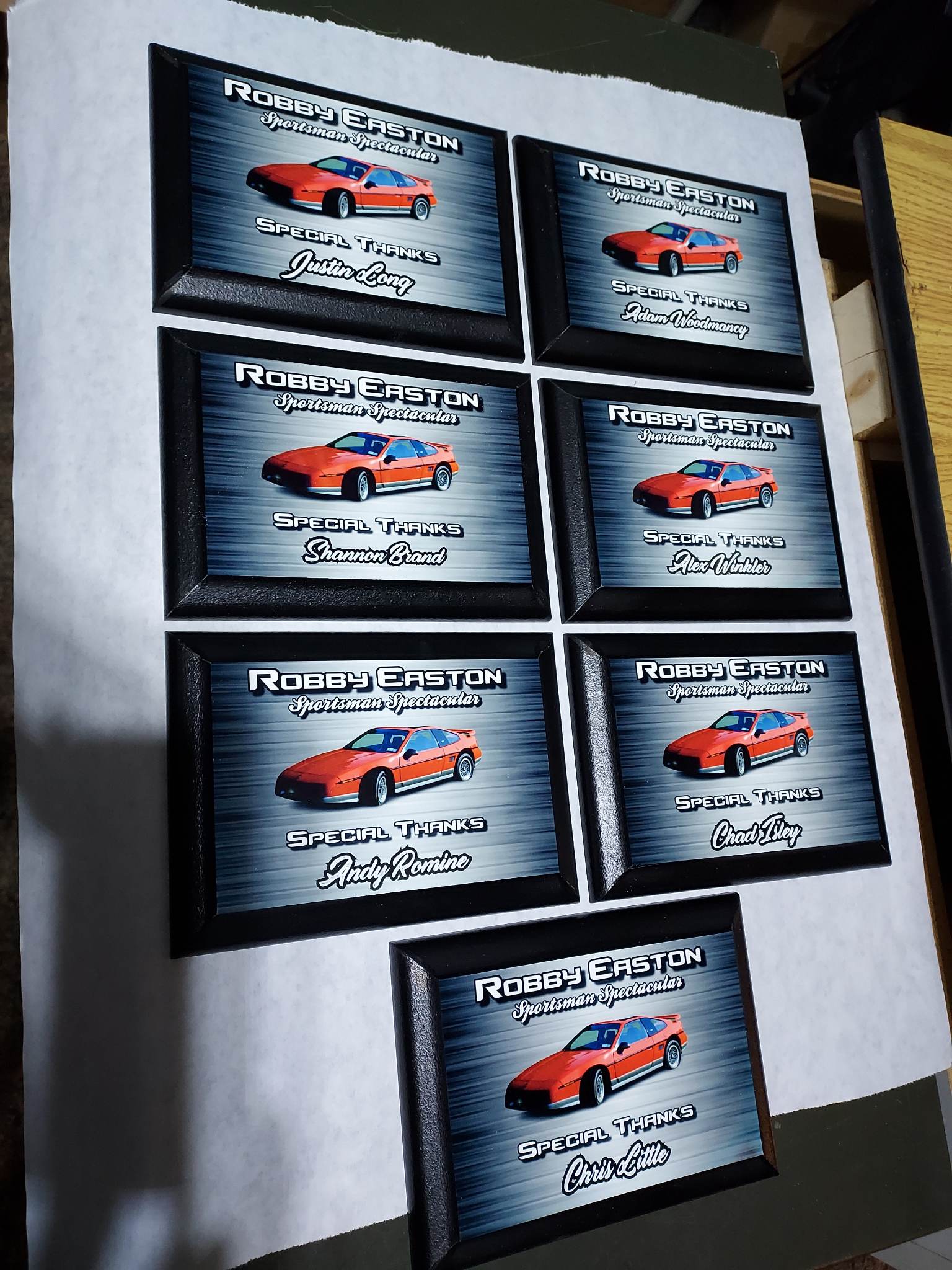 Racing Banquet Awards made with sublimation printing