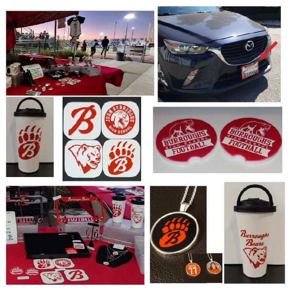 School Spirit Items - License Plate Frames, Tumblers, Magnets, Car Coasters, Table Coasters, Pendants made with sublimation printing