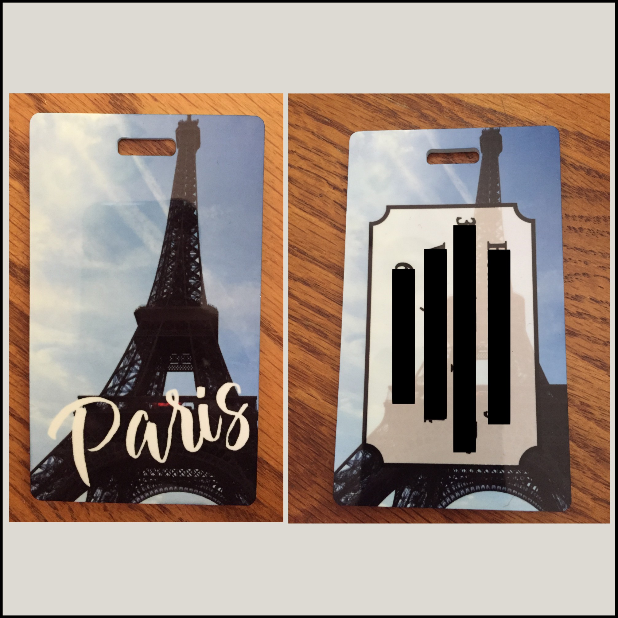 Paris Tag made with sublimation printing