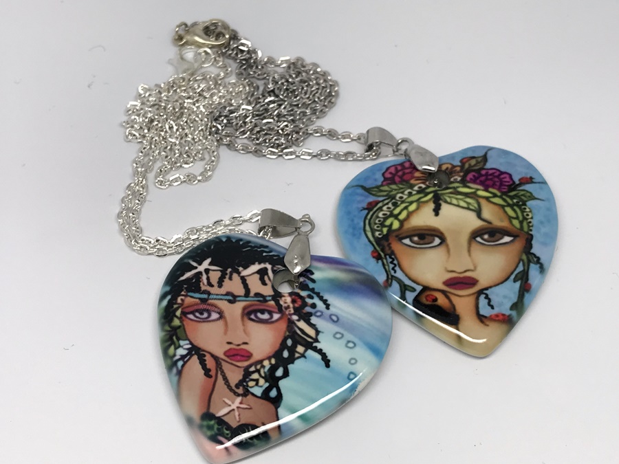Heart Necklaces made with sublimation printing