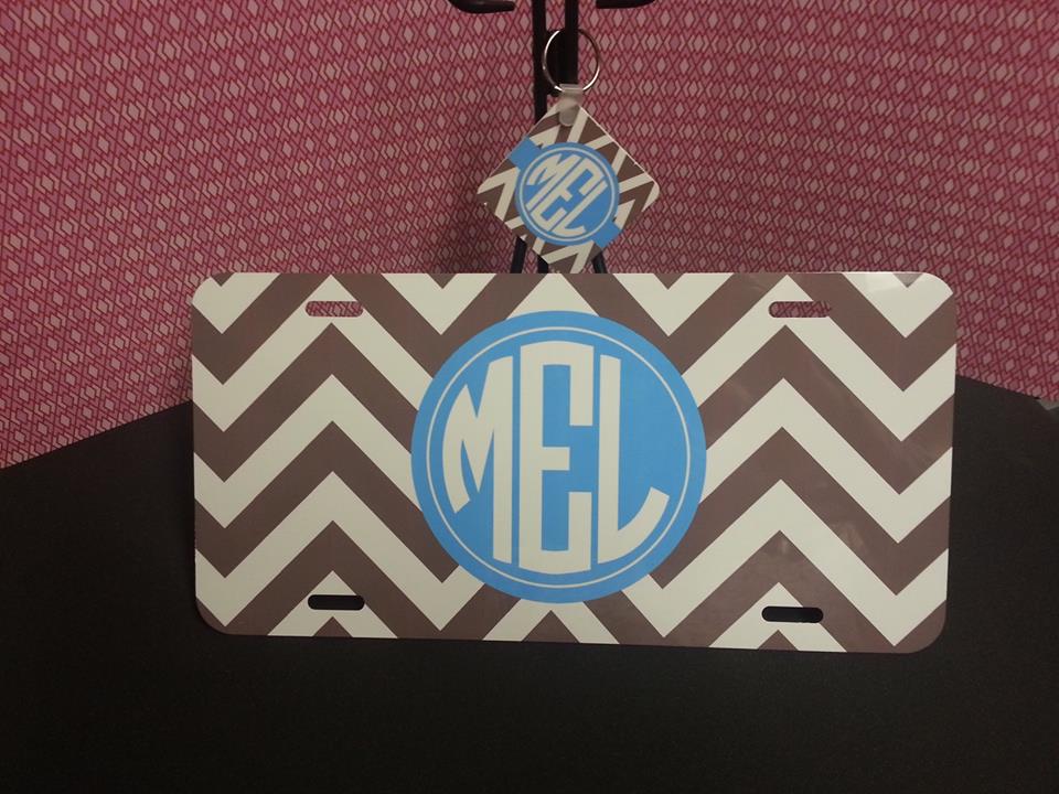 Personalized License Plate with Matching Key Chain made with sublimation printing