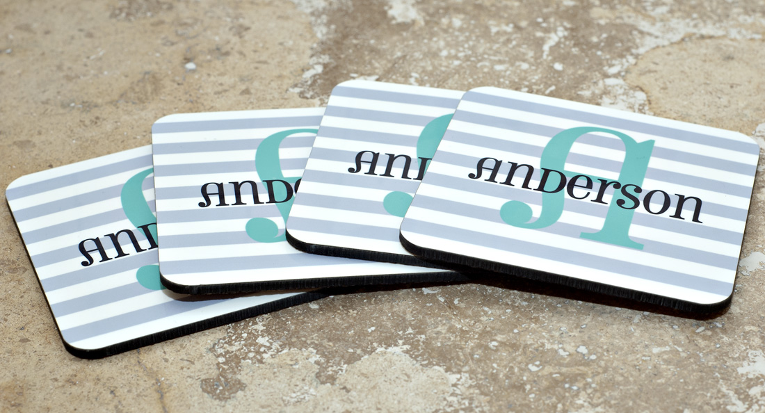 monogrammed coasters made with sublimation printing