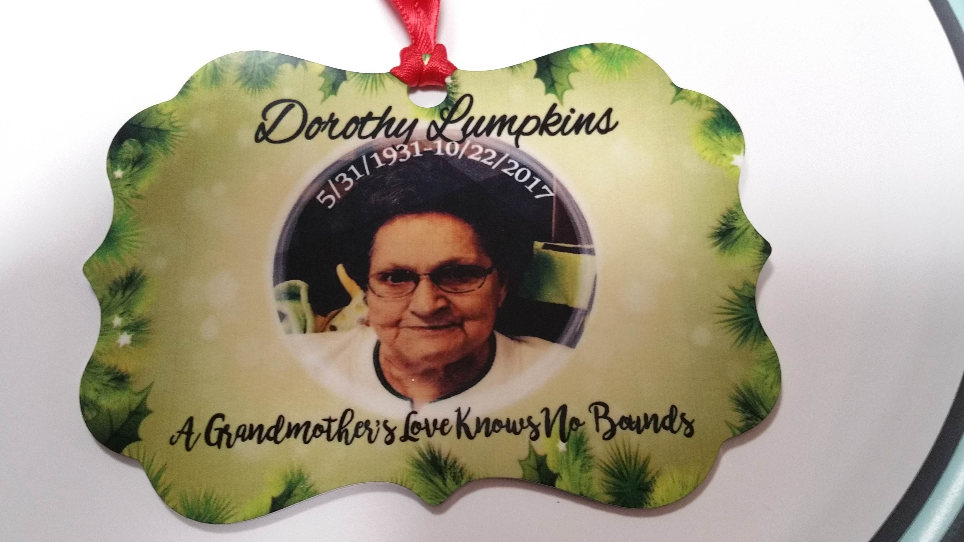 Memorial Christmas Ornament made with sublimation printing