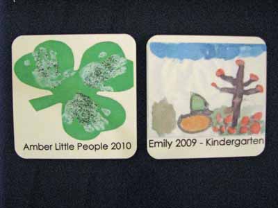 Kids Artwork Coasters made with sublimation printing