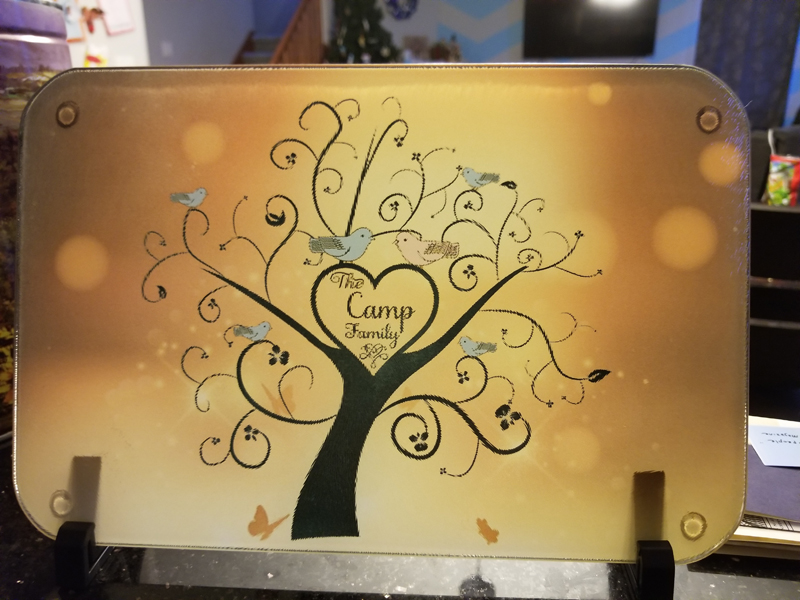 Family tree cutting board made with sublimation printing