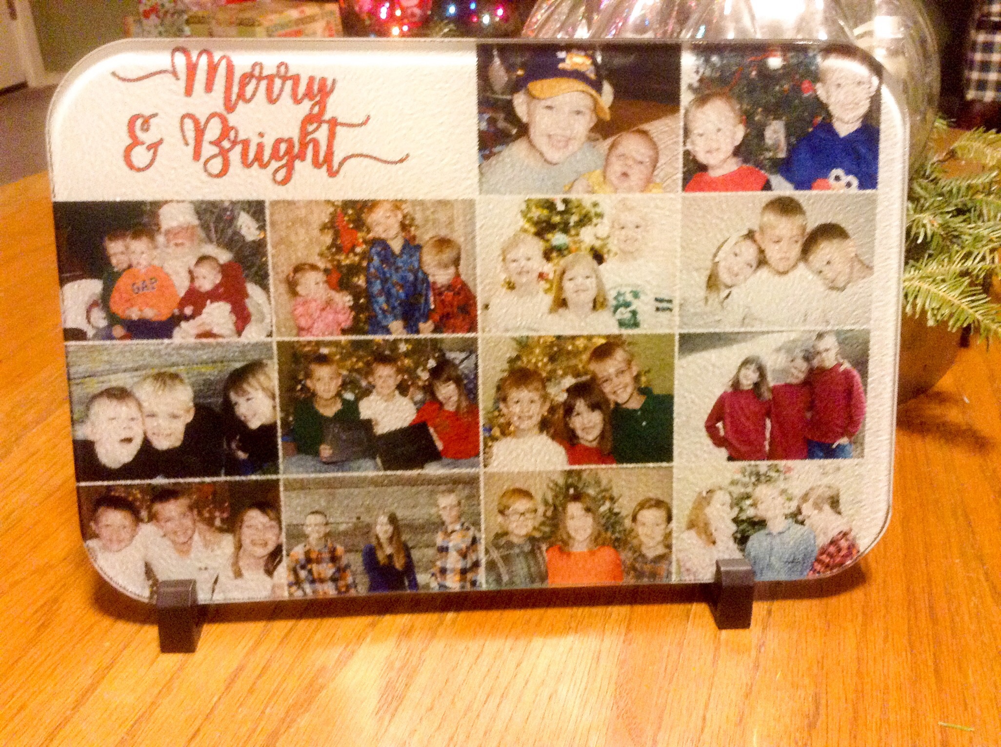 Christmas Photo Collage Cutting Board made with sublimation printing