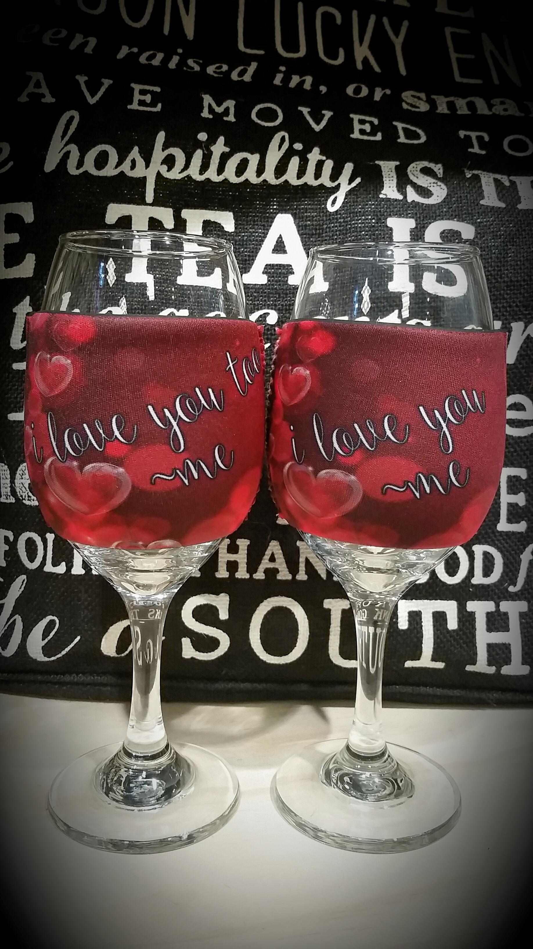 Valentine Wine Glass Huggie made with sublimation printing