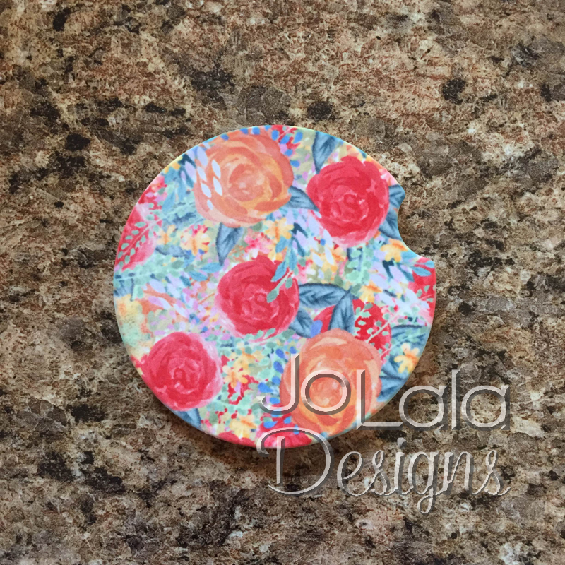 Floral Car Coaster made with sublimation printing