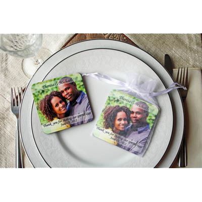 Wedding Favor Coasters made with sublimation printing