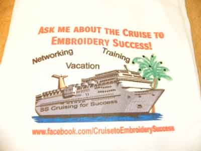 Cruise to Embroidery Success made with sublimation printing