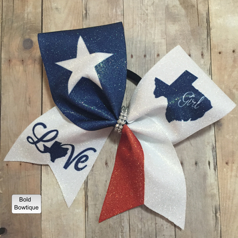 Sublimated Cheer Bow Texas Girl made with sublimation printing