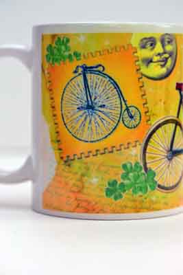 Antique Bicycle Art Collage MUG made with sublimation printing