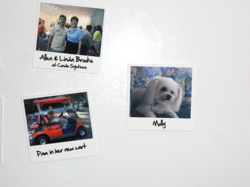 Old style Polaroid tile magnets made with sublimation printing