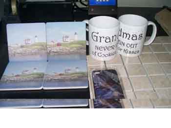 Sandstone Coasters - Nubble Lighthouse Maine made with sublimation printing