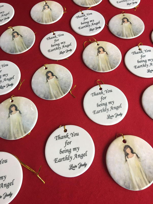 Earthly Angel Ornaments made with sublimation printing