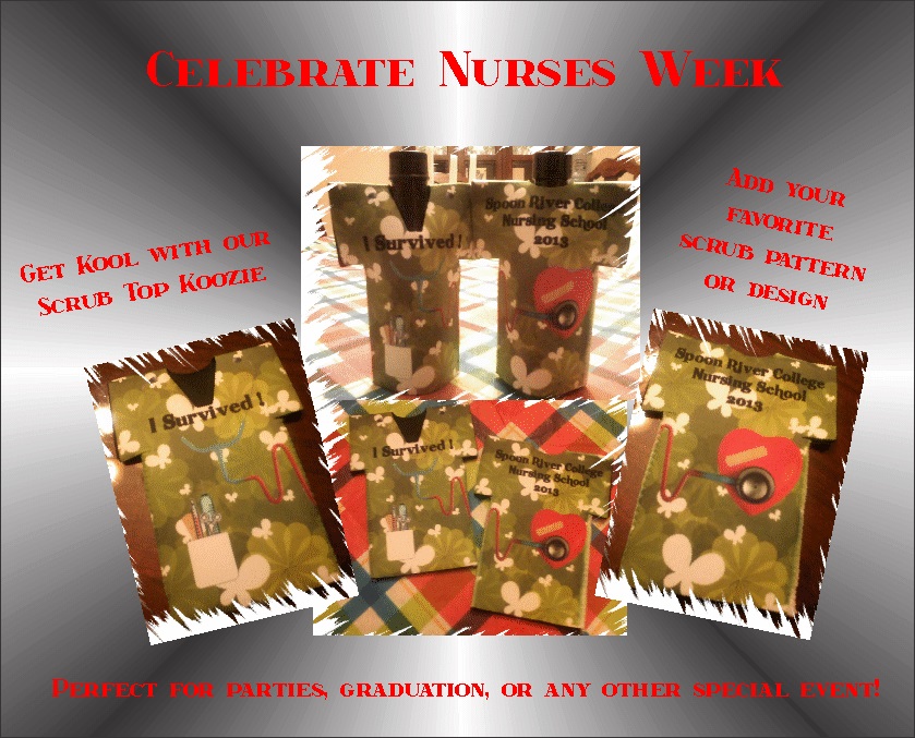 nurses week jersey style bottle koozie made with sublimation printing