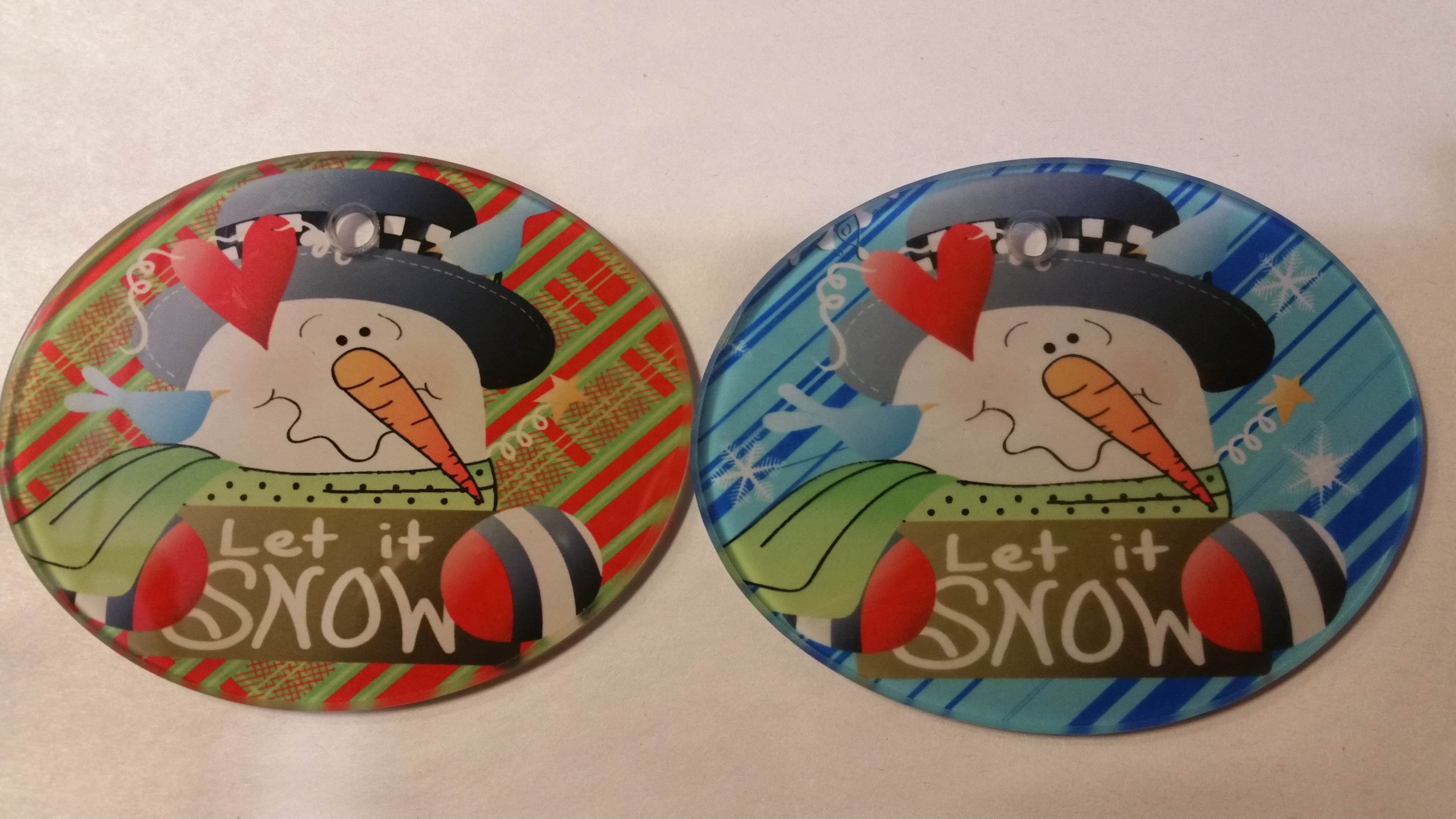 Snowman Ornaments made with sublimation printing