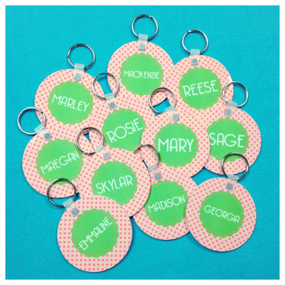 bridal party keychains made with sublimation printing