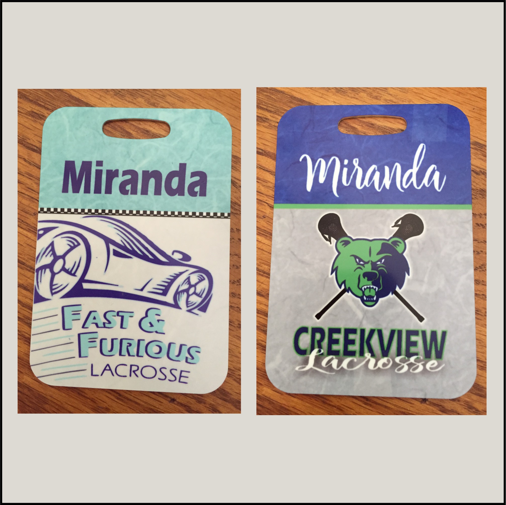 Sports Bag tag made with sublimation printing