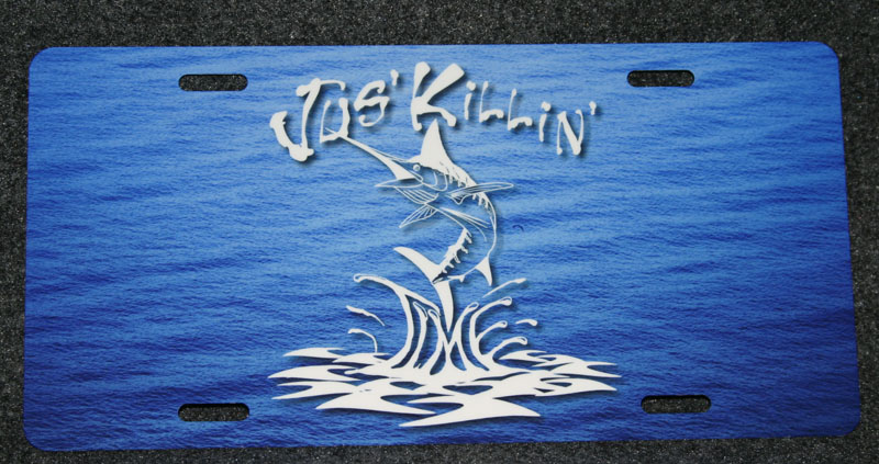 JKT Marlin license plate made with sublimation printing