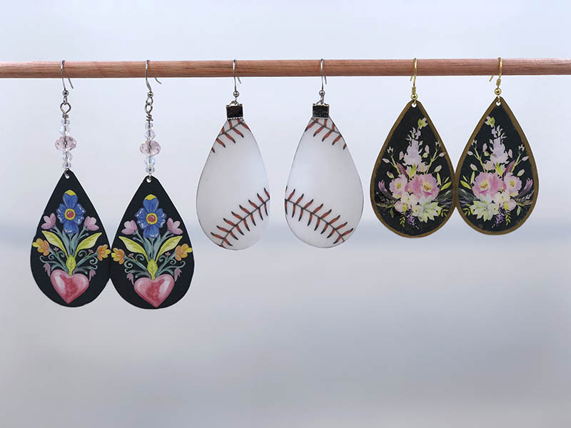 ColorLyte Teardrop Earrings made with sublimation printing