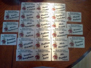 name tags for any class trip made with sublimation printing