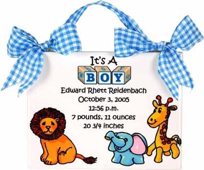 Baby Boy Ceramic Birthing Tile made with sublimation printing