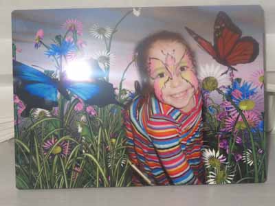 Butterfly on Chromaluxe made with sublimation printing