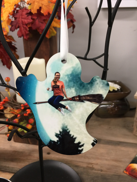 Ghost Ornament made with sublimation printing