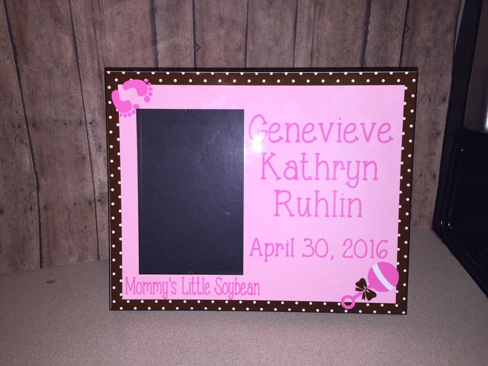 Baby announcement photo frame made with sublimation printing