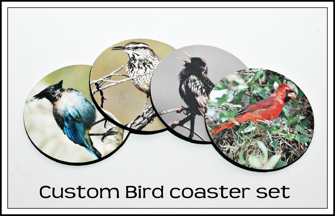Bird Coasters made with sublimation printing