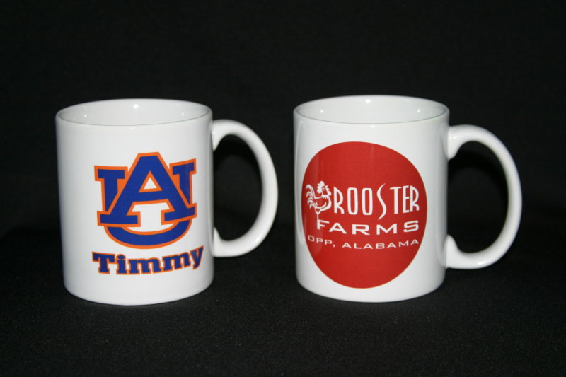 Rooster & Fan Mugs made with sublimation printing