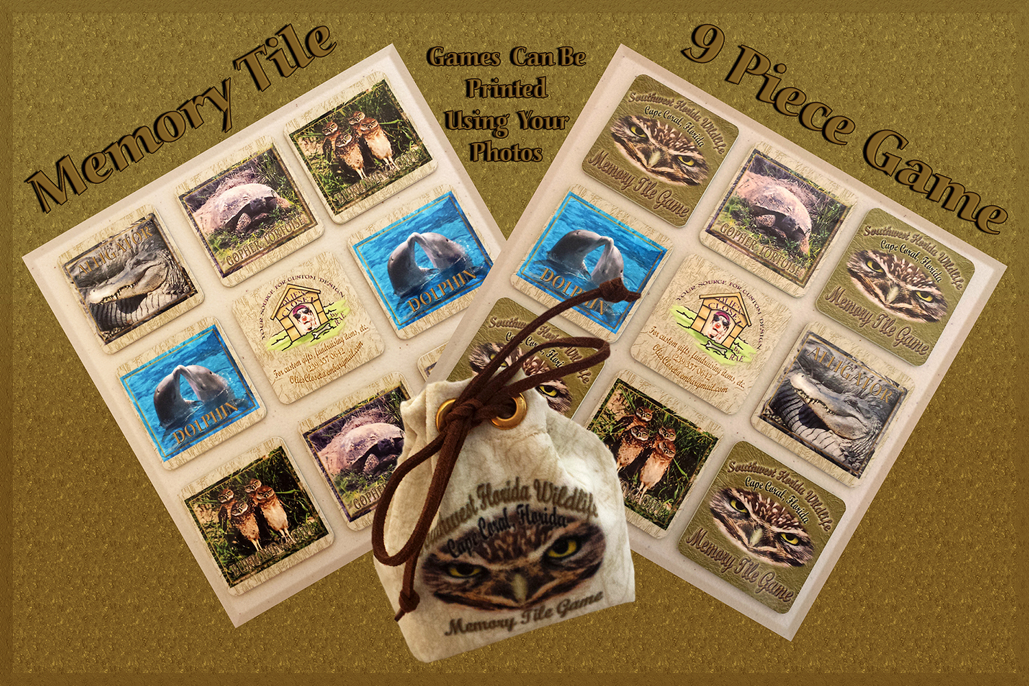 SWFL Wildlife Memory Tile Game made with sublimation printing