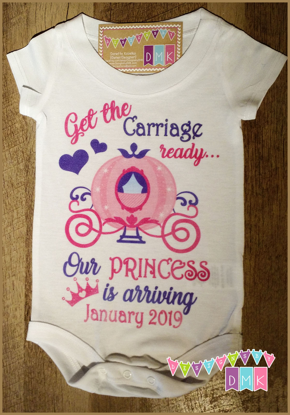 Gender Reveal Vapor One-Piece made with sublimation printing