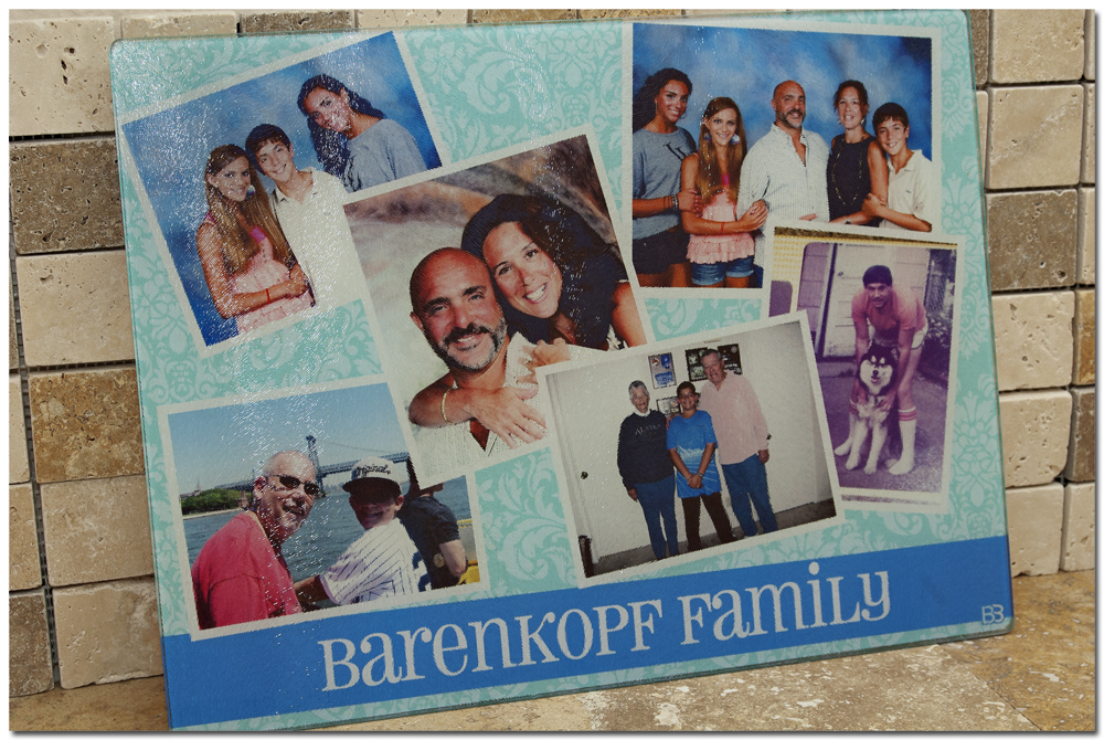photo collage cutting board made with sublimation printing