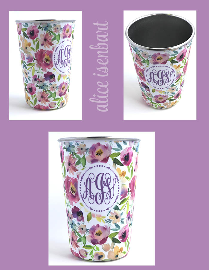 Floral 17 oz Pint Tumbler made with sublimation printing