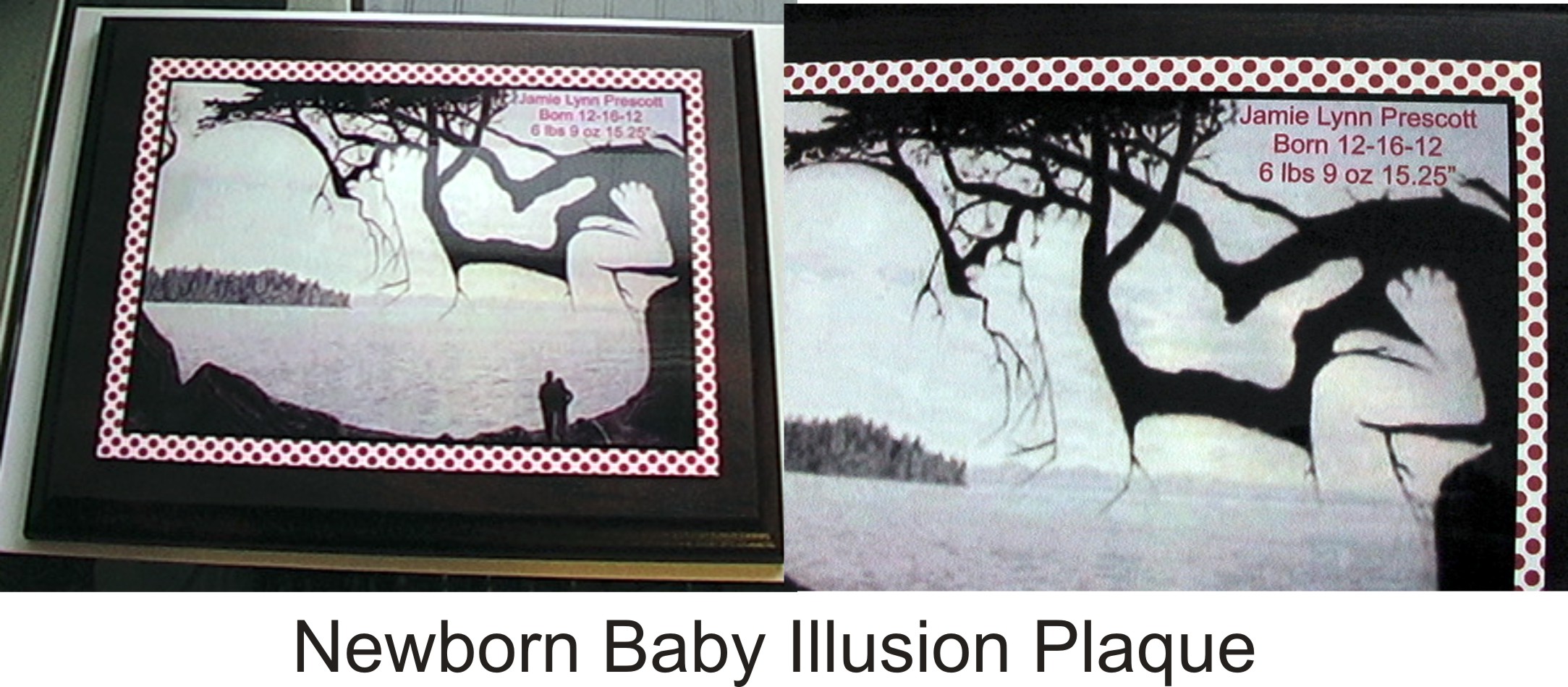 Newborn Illusion Plaque made with sublimation printing