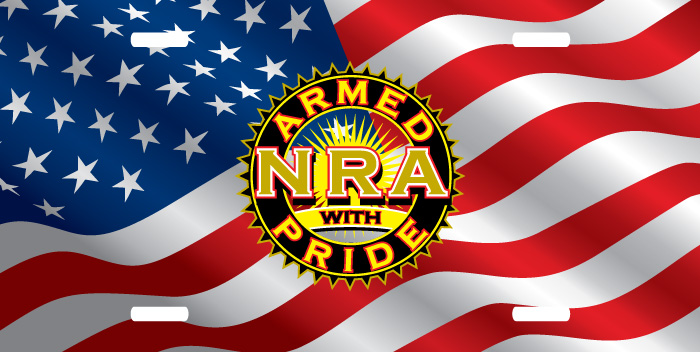 NRA Armed With Pride License Plate made with sublimation printing