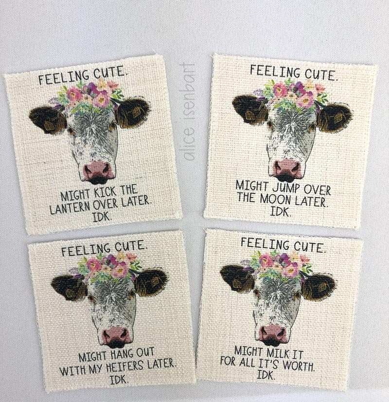 COW COASTERS made with sublimation printing
