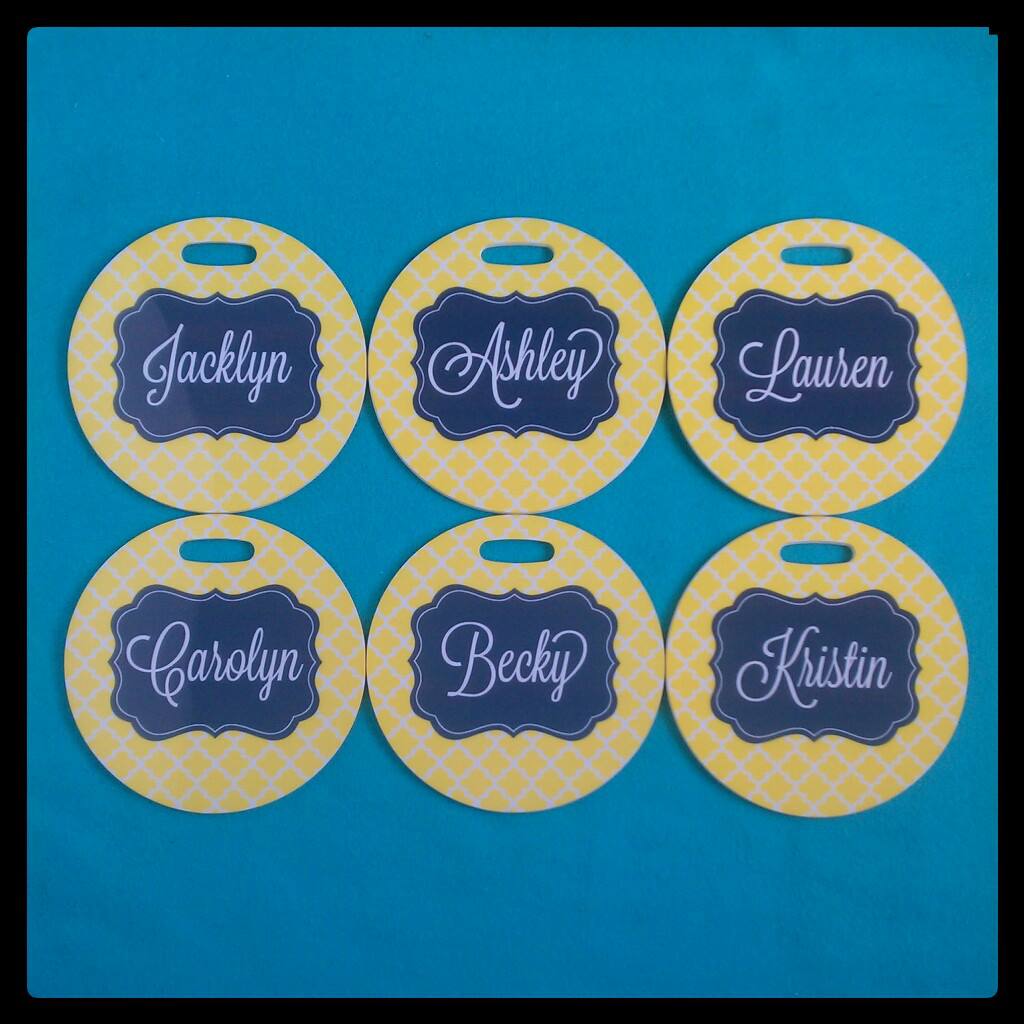 bridal party bag tags made with sublimation printing