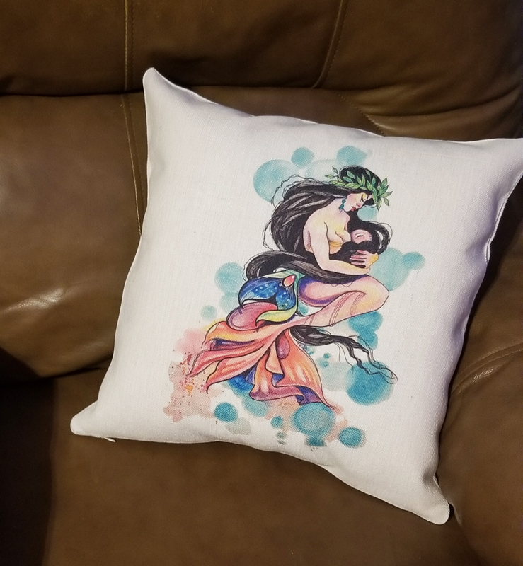 linen pillow cover mermaid made with sublimation printing