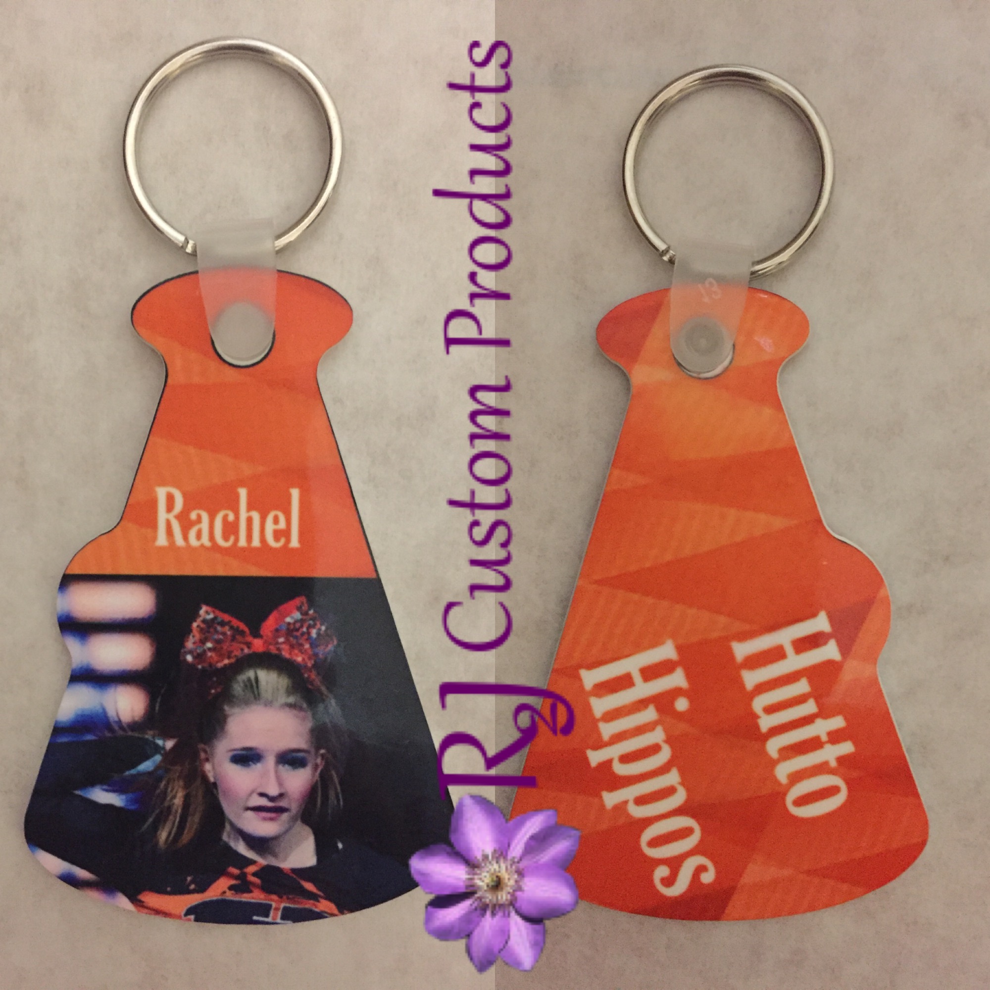Cheer key tag made with sublimation printing