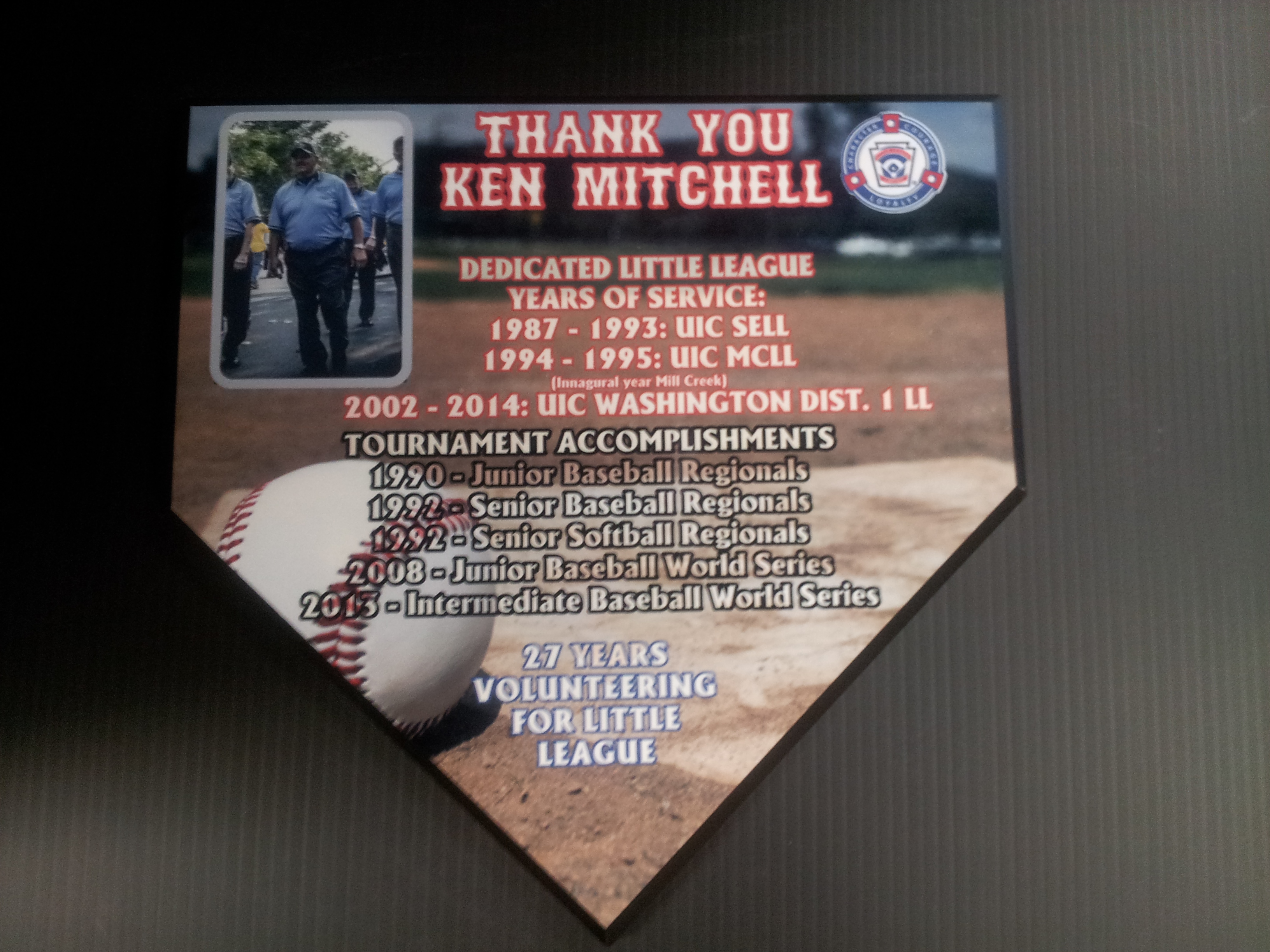Celebration for Retiring Umpire made with sublimation printing