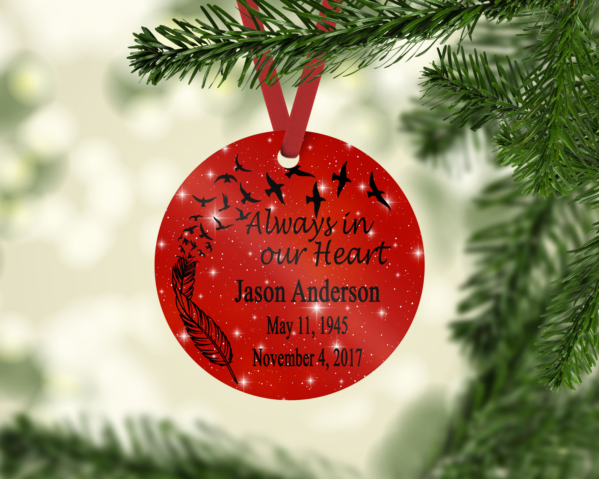 Memory Ornament made with sublimation printing