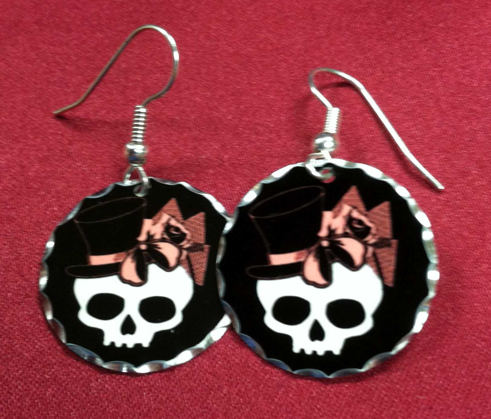 Cutie Skull Earrings made with sublimation printing
