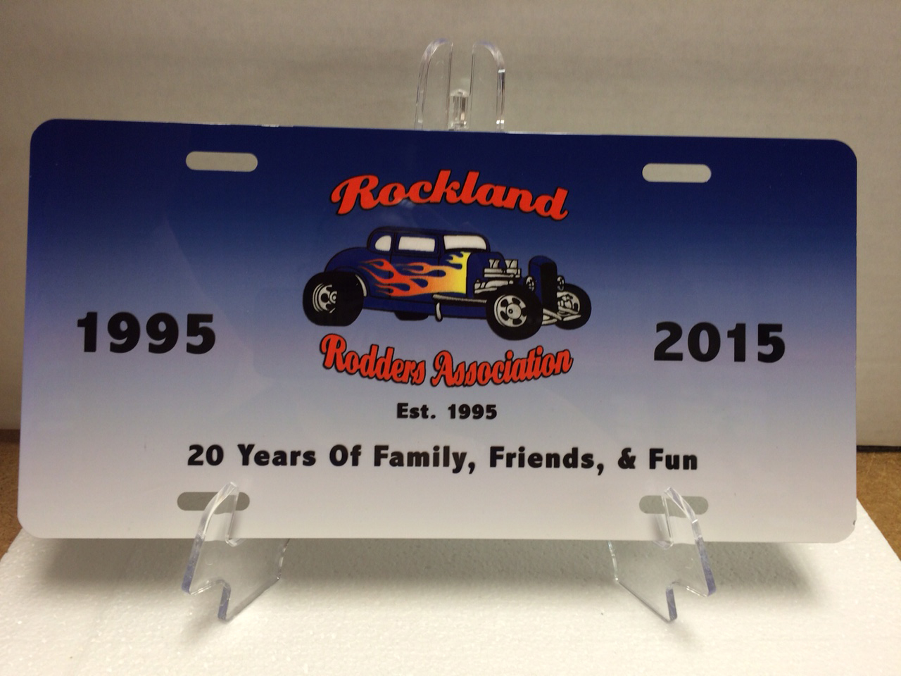 Rockland Rodders 20th Anniversary Plate made with sublimation printing