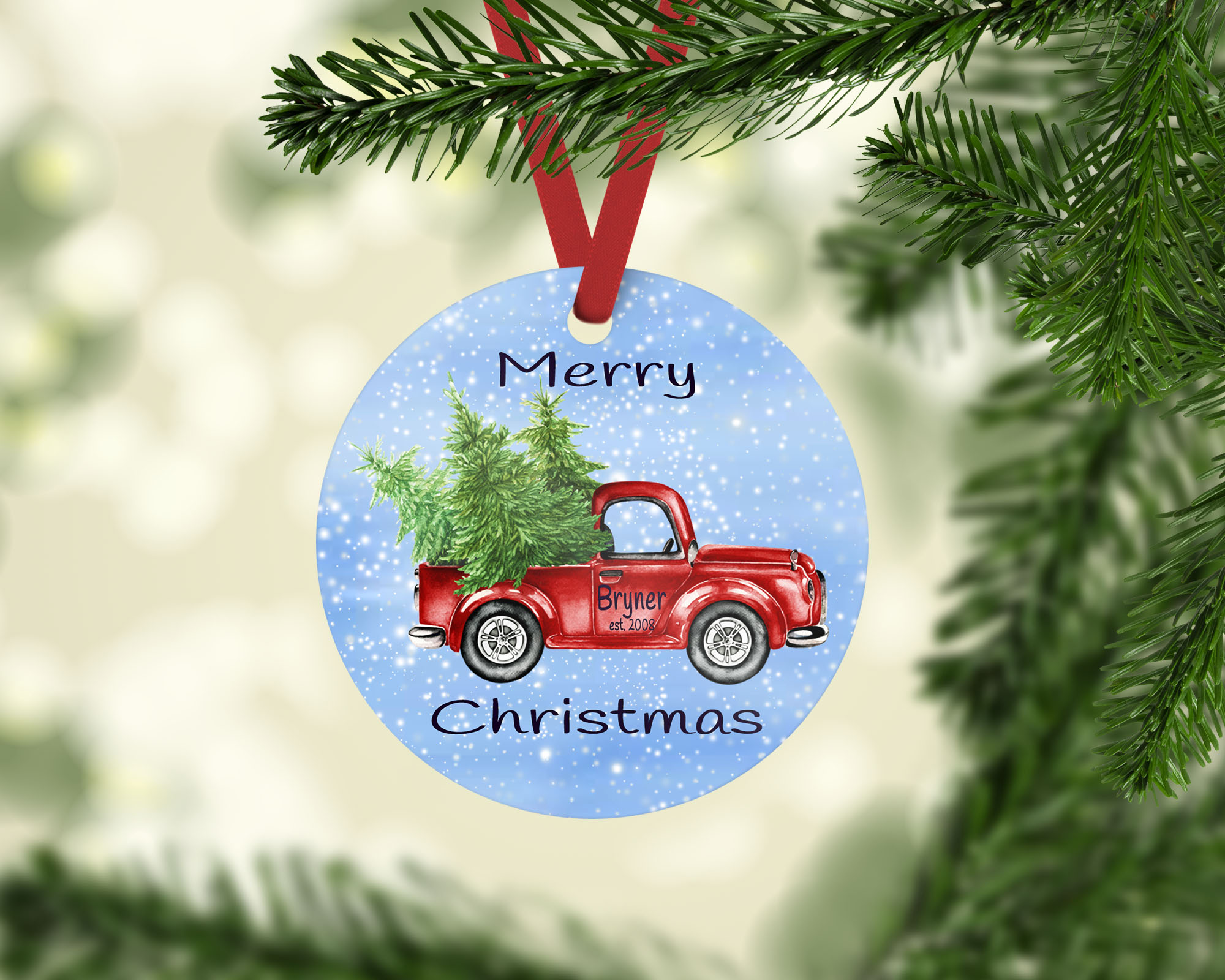 Vintage Truck Ornament made with sublimation printing