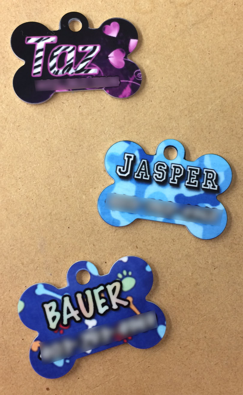 Pet Tags made with sublimation printing